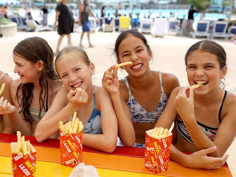 Family enjoying combo meal